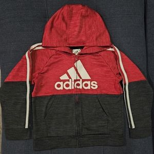Adidas Red & Black Zip-Up Hoodie Boys Size 6 Used